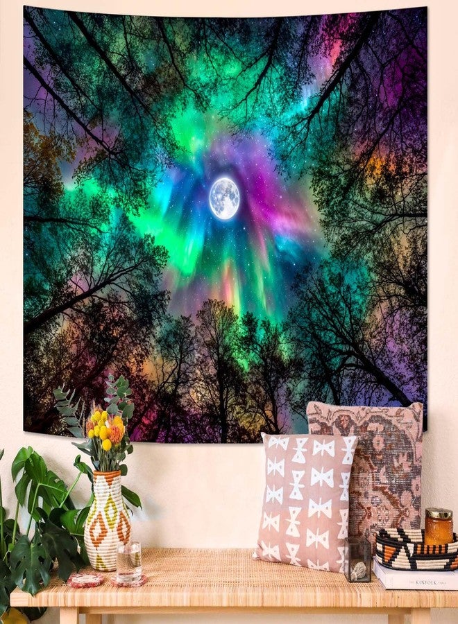 Yeoiat Abstract Rainbow Northern Lights Moon Forest Tapestry Trippy Wall Hanging Aesthetic Decor for Bedroom Dorm Living Room, 60x44 Inch - Image 5